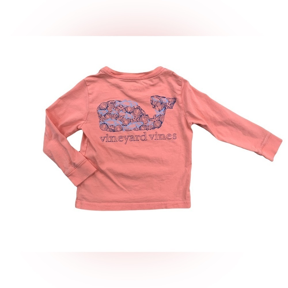 Vineyard Vines Size 2T Fish Print Whale Pocket Long Sleeve Tee